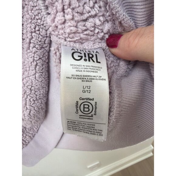 Athleta Girl Lavender Sherpa Half-Zip Pullover Sweater L/12 - Picture 4 of 4